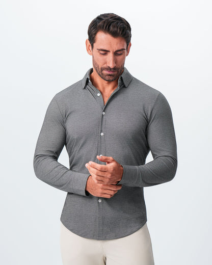 "The Oakley" Charcoal Pique Button Down