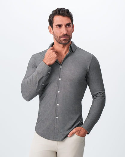 "The Oakley" Charcoal Pique Button Down