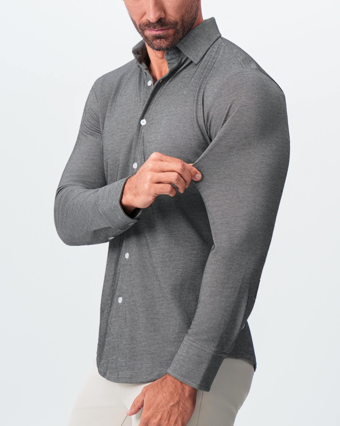 "The Oakley" Charcoal Pique Button Down