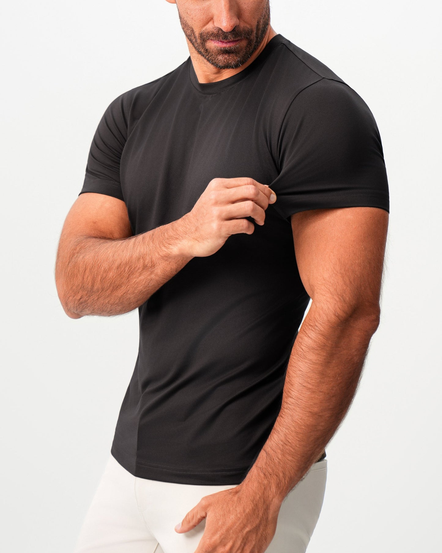 Brushed Mid-Weight Short Sleeve Crewneck - Black