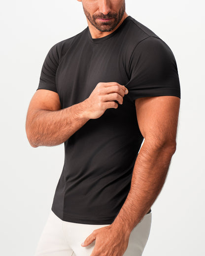 Brushed Mid-Weight Short Sleeve Crewneck - Black