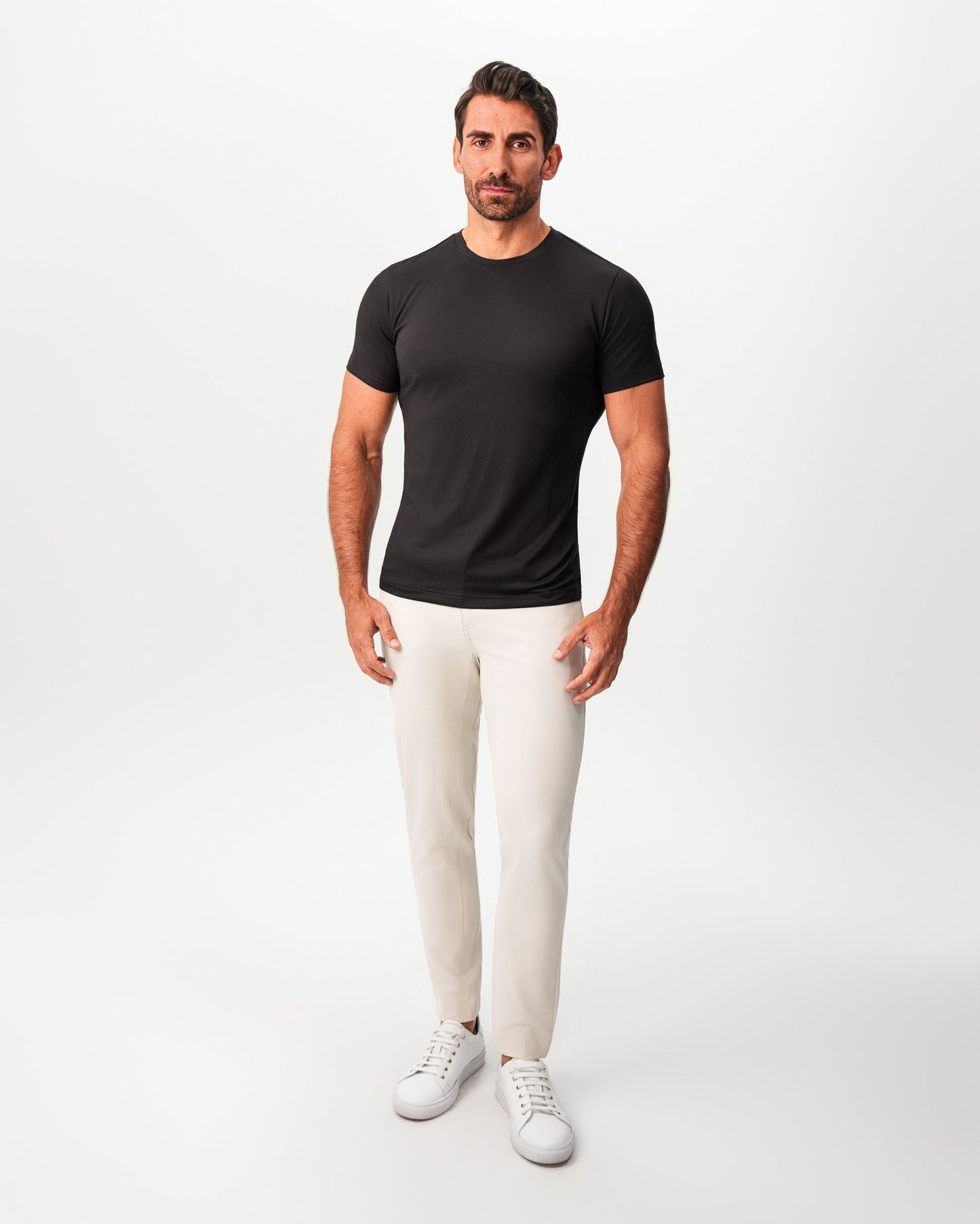 Brushed Mid-Weight Short Sleeve Crewneck - Black