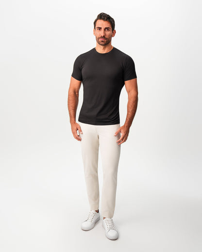 Brushed Mid-Weight Short Sleeve Crewneck - Black