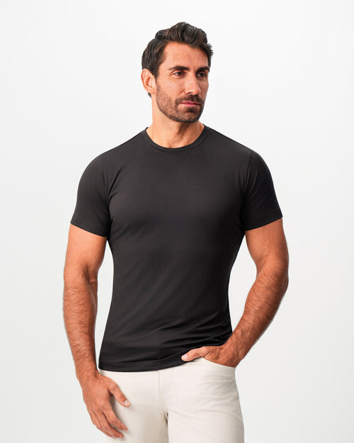 Brushed Mid-Weight Short Sleeve Crewneck - Black