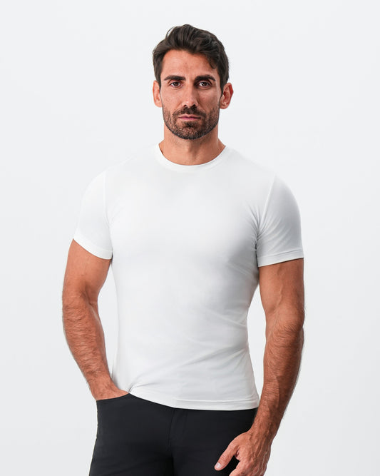 Brushed Mid-Weight Short Sleeve Crewneck - White