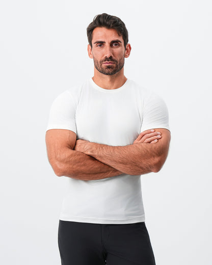 Brushed Mid-Weight Short Sleeve Crewneck - White