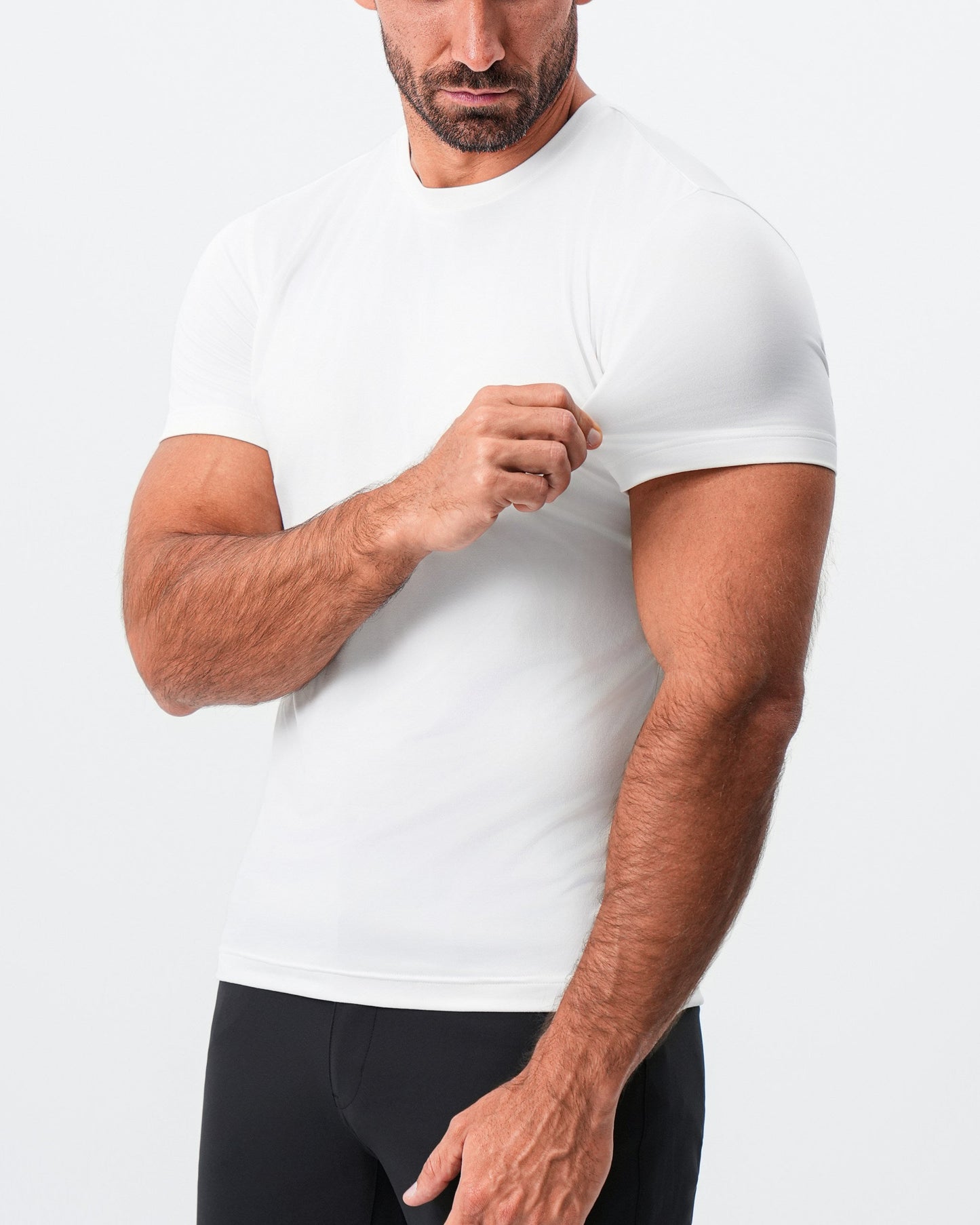 Brushed Mid-Weight Short Sleeve Crewneck - White