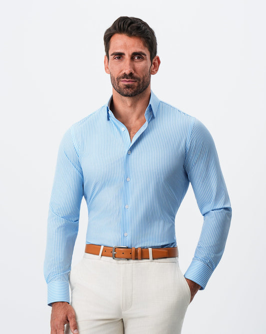 "The Rocky" Powder Blue with White Stripes
