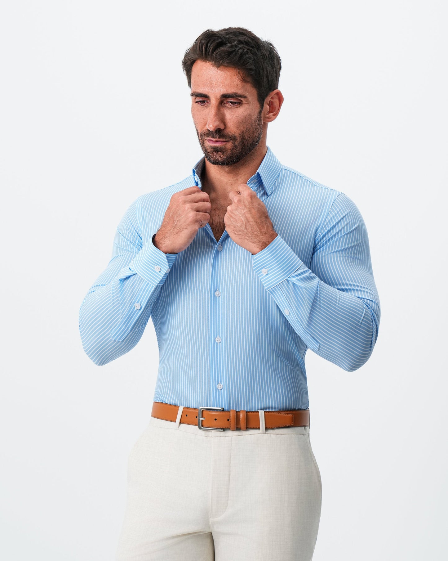 "The Rocky" Powder Blue with White Stripes