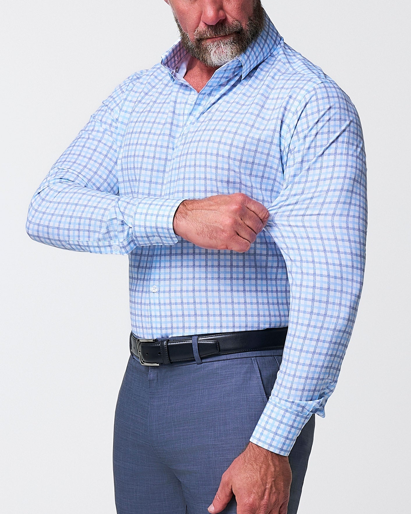 "The Sidney" Light Blue, White & Navy Faded Check