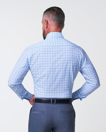 "The Sidney" Light Blue, White & Navy Faded Check