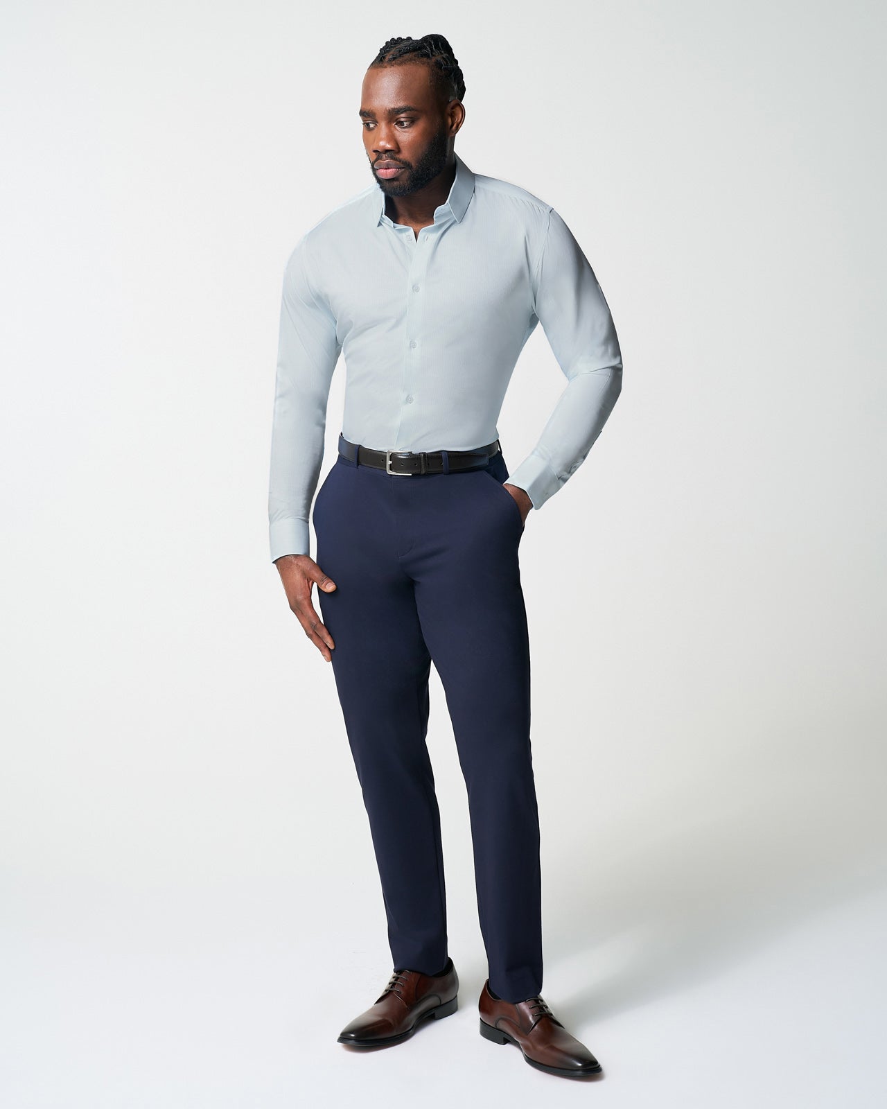 "The Belmont" Light Blue Pinstripe - Classic Fit