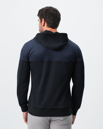Hooded Hybrid Suede Jacket - Black
