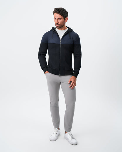 Hooded Hybrid Suede Jacket - Black