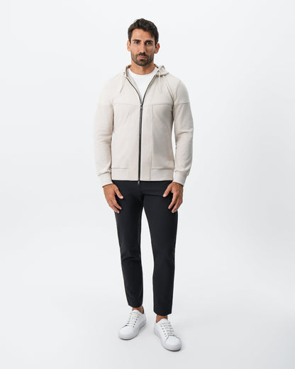 Hooded Hybrid Suede Jacket - Cream
