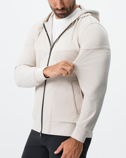 Hooded Hybrid Suede Jacket - Cream