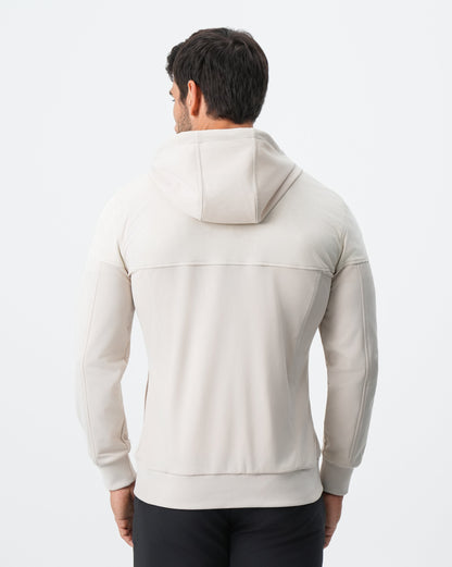 Hooded Hybrid Suede Jacket - Cream