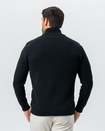Corduroy Knit Zip Jacket - Black