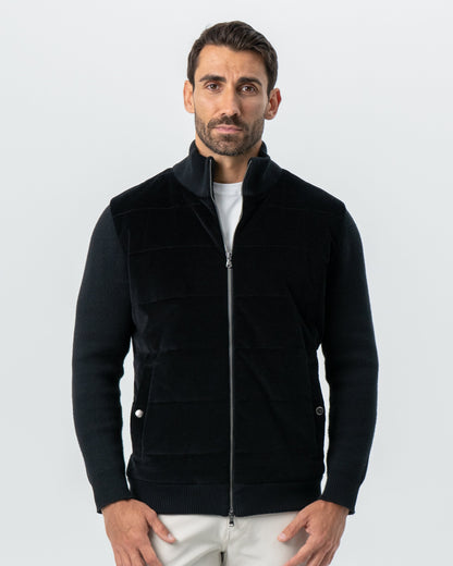 Corduroy Knit Zip Jacket - Black