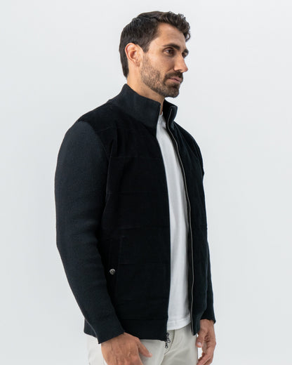 Corduroy Knit Zip Jacket - Black