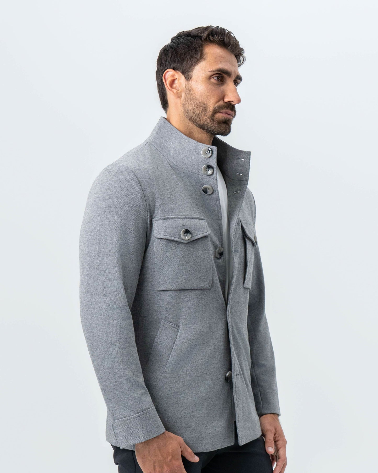 Knit Field Jacket - Grey