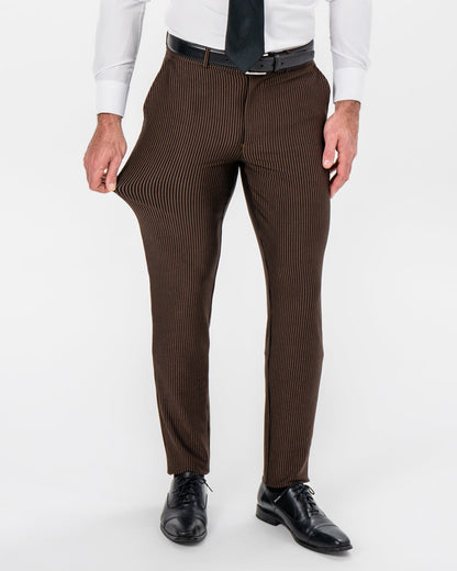 Athletic Fit Stretch Pants - Brown & Black Seersucker