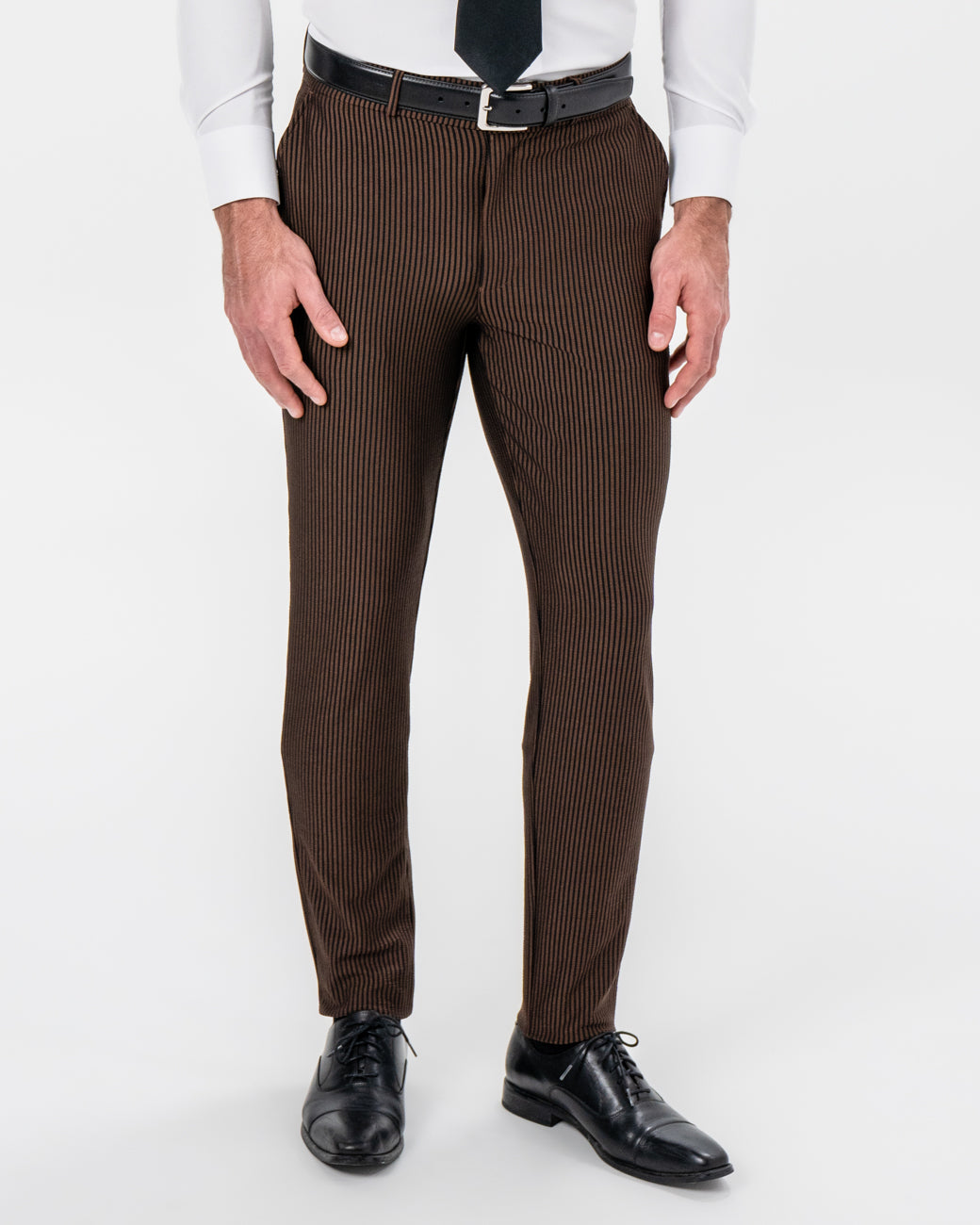Athletic Fit Stretch Pants - Brown & Black Seersucker