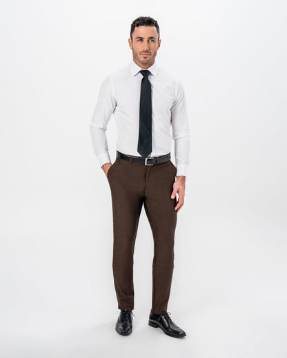 Athletic Fit Stretch Pants - Brown & Black Seersucker