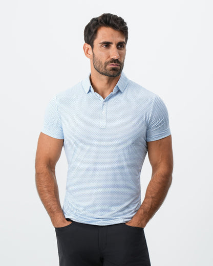 "The Nantucket" White & Light Blue Paisley Polo