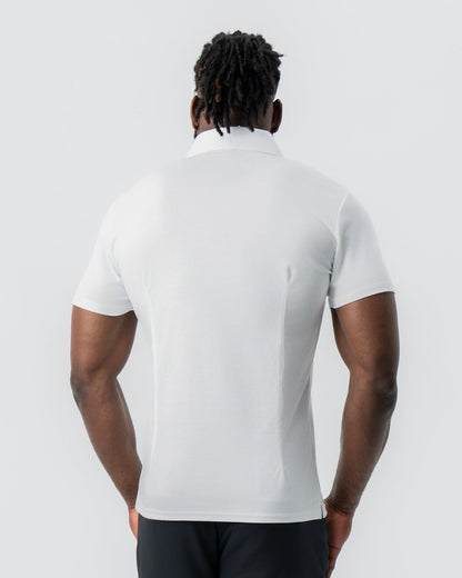 "The Noah" White Pique Polo