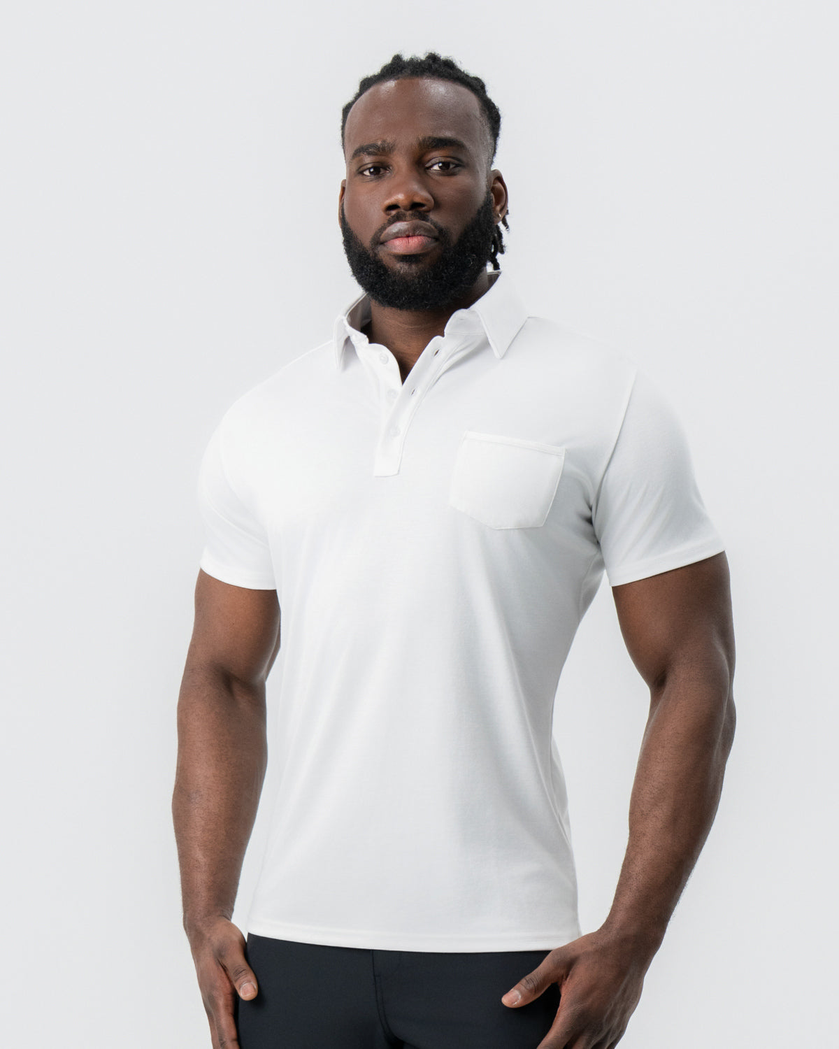 "The Noah" White Pique Polo