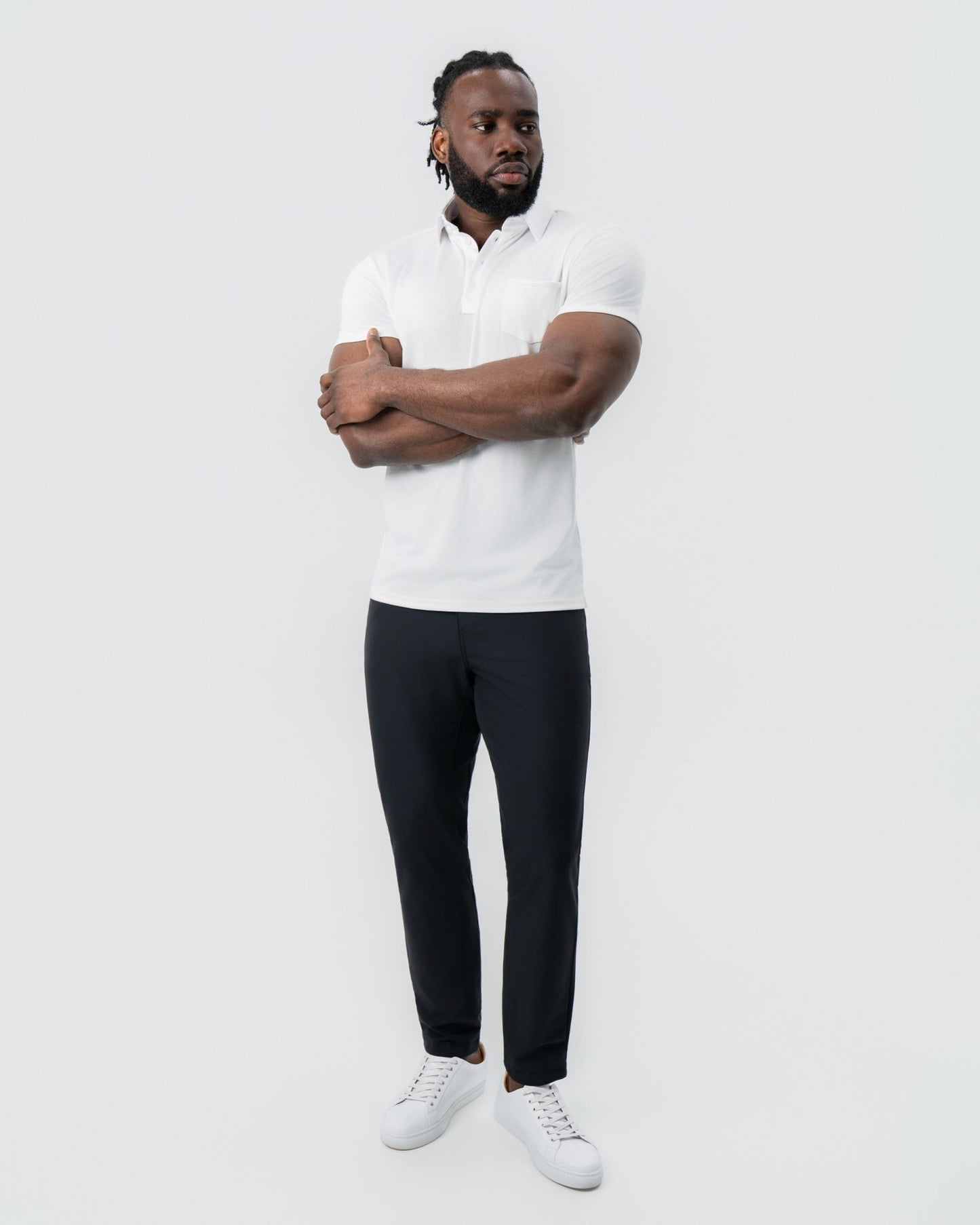 "The Noah" White Pique Polo