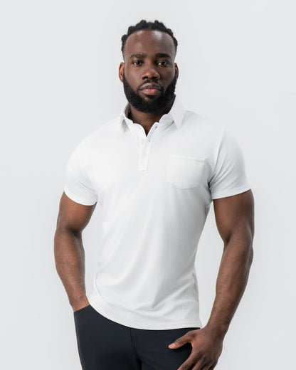 "The Noah" White Pique Polo