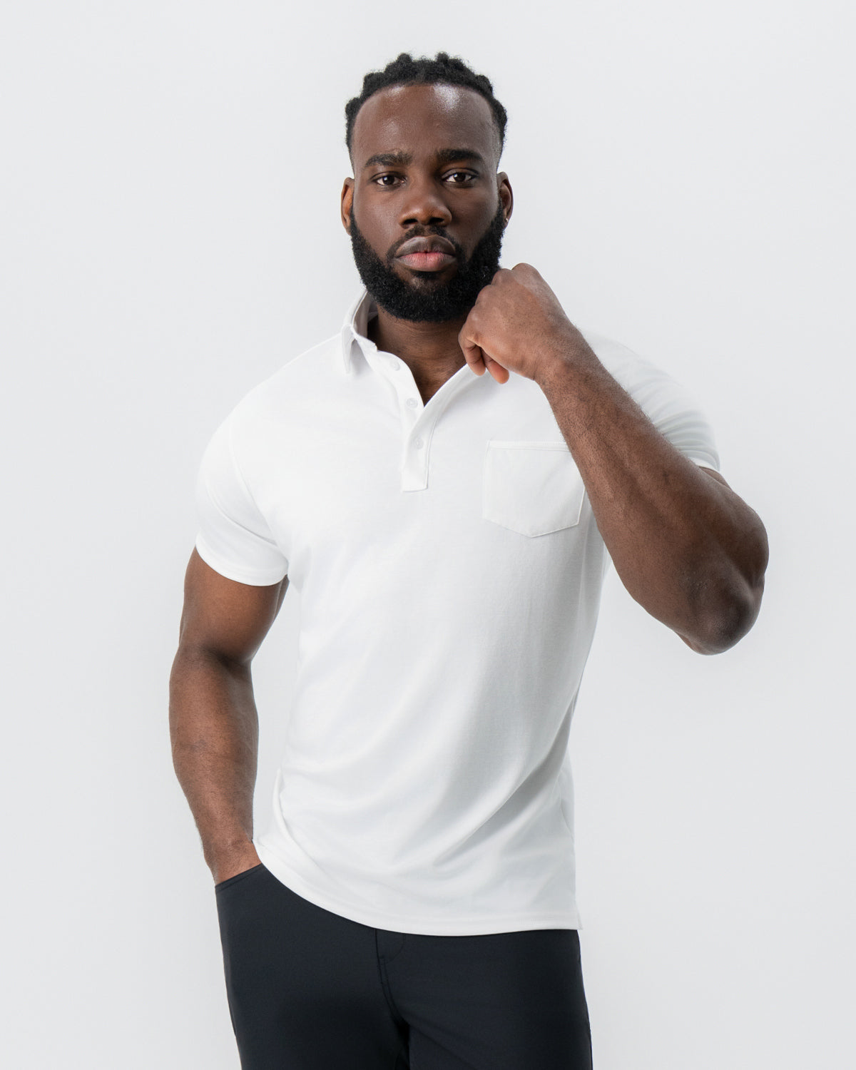 "The Noah" White Pique Polo
