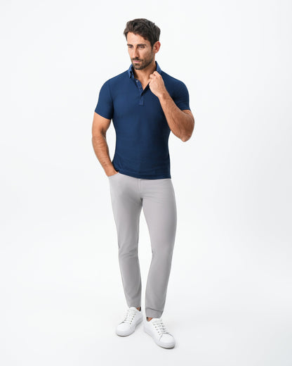 Seersucker Polo - Navy