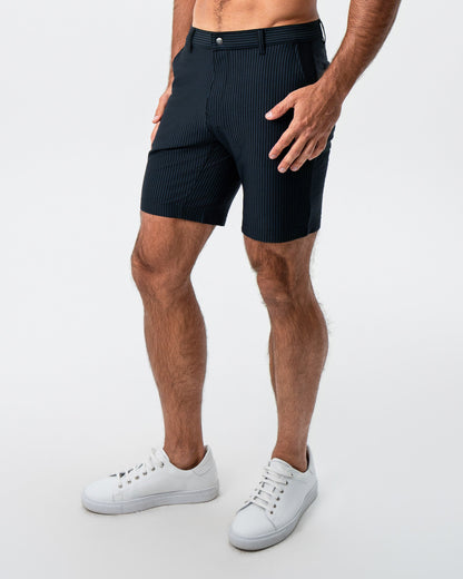 Athletic Fit Shorts - Navy & Black Seersucker