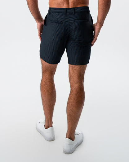 Athletic Fit Shorts - Navy & Black Seersucker