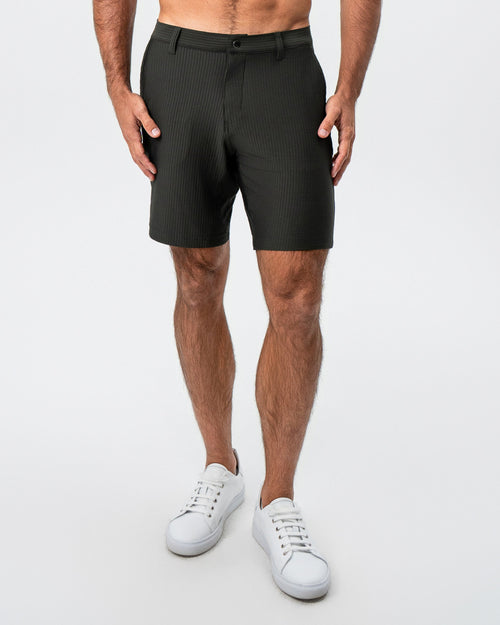 Athletic Fit Shorts - Army Green Seersucker