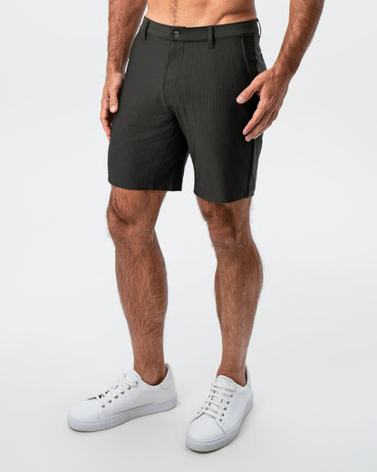 Athletic Fit Shorts - Army Green Seersucker