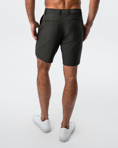 Athletic Fit Shorts - Army Green Seersucker