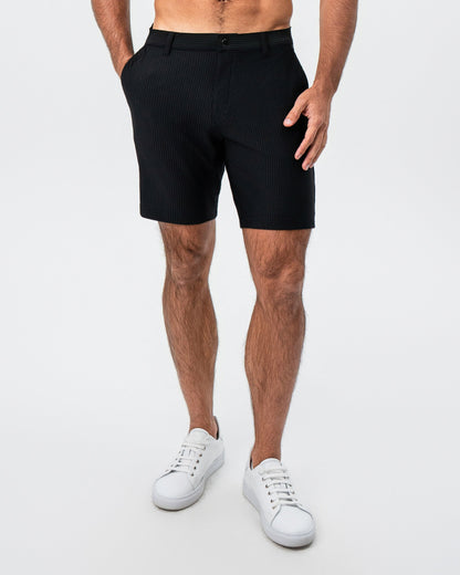 Athletic Fit Shorts - Black Seersucker