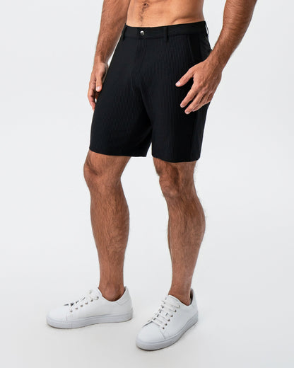 Athletic Fit Shorts - Black Seersucker