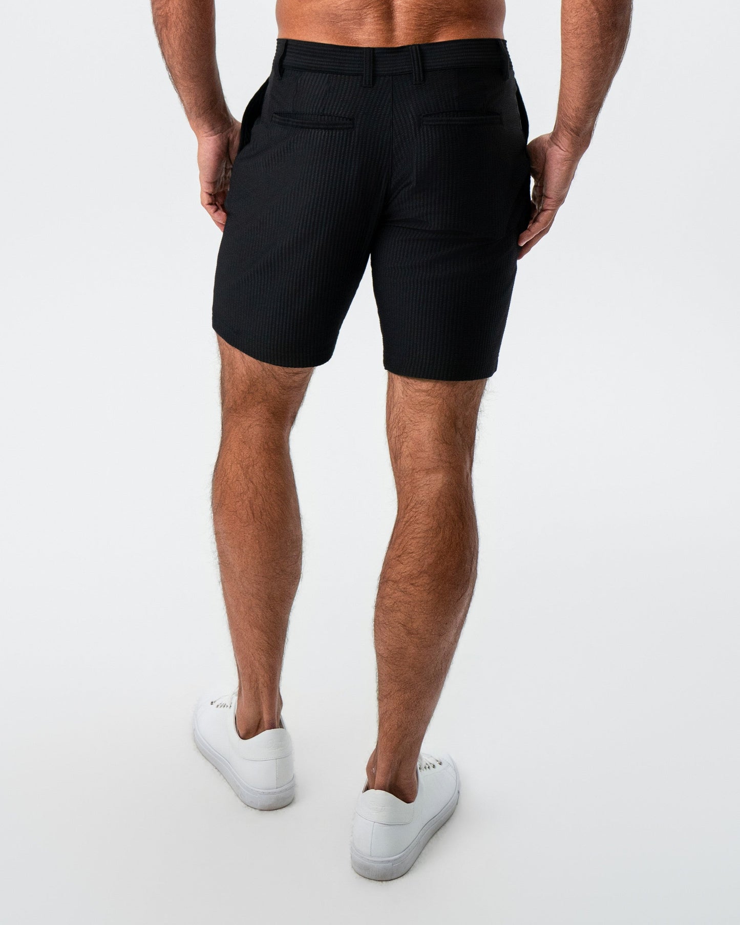 Athletic Fit Shorts - Black Seersucker