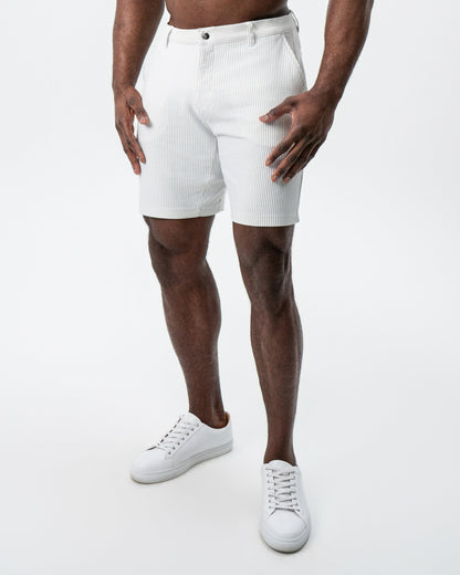 Athletic Fit Shorts - Grey & White Seersucker