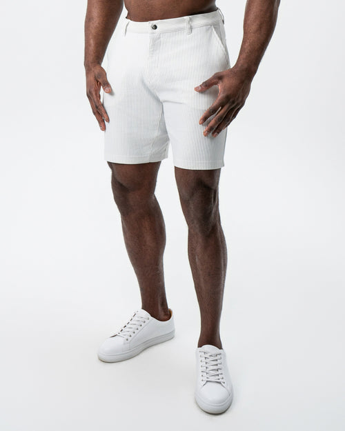 Athletic Fit Shorts - Grey & White Seersucker