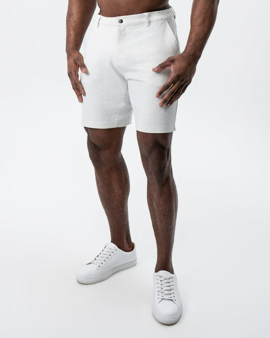 Athletic Fit Shorts - Grey & White Seersucker