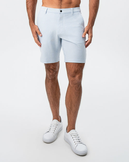 Athletic Fit Shorts - Light Blue & White Seersucker