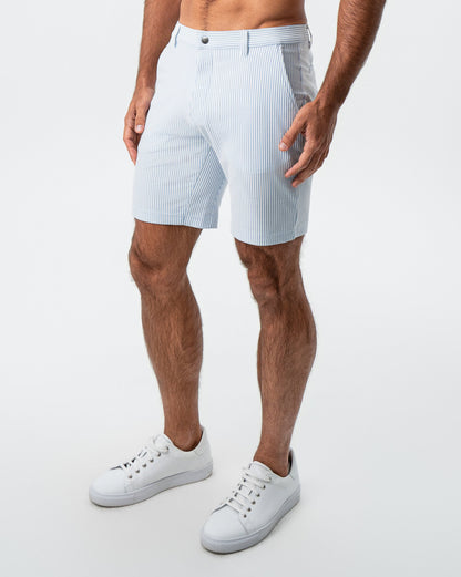 Athletic Fit Shorts - Light Blue & White Seersucker