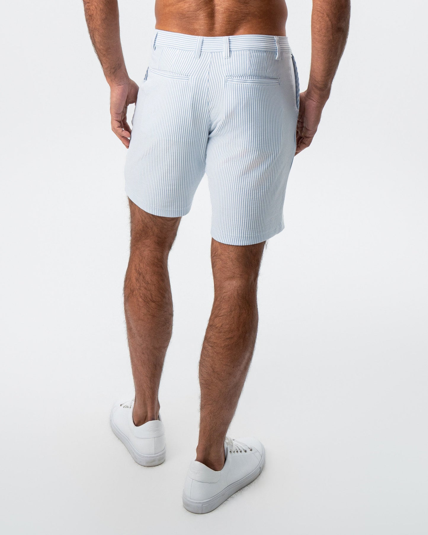 Athletic Fit Shorts - Light Blue & White Seersucker