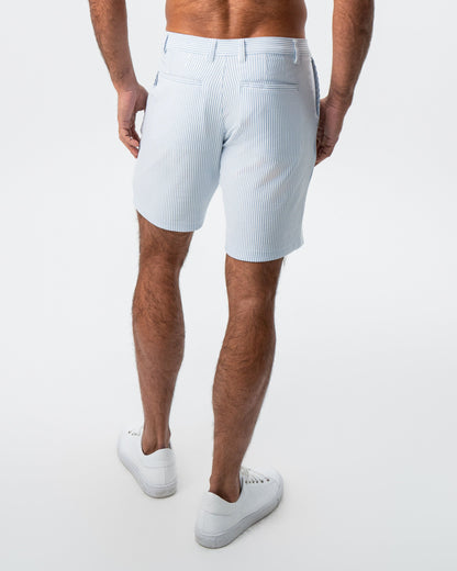 Athletic Fit Shorts - Light Blue & White Seersucker